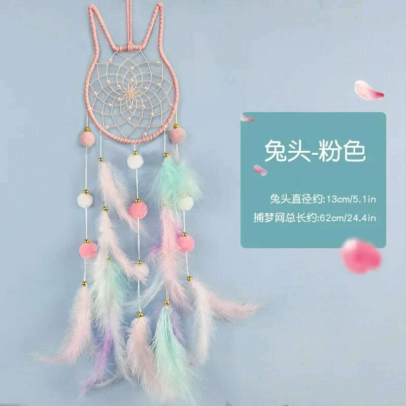 KIMLUD, Cute Dream Catcher To Hang Home Decoration Star Moon Dreamcatcher Feather Ornaments Wall Hanging Interior Kid Room House Decor, KIMLUD Womens Clothes