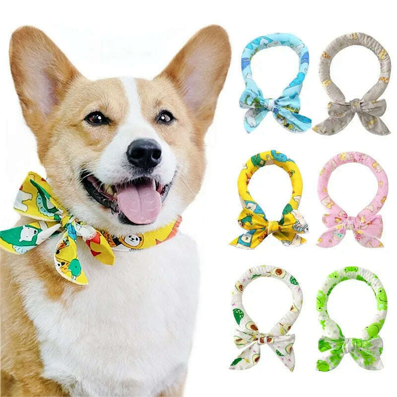 KIMLUD, Cute Print Dog Cooling Collar Summer Dog Collar Cool Pet Dog Cooling Bandana Adjustable Ice Scarf Heatstroke Pet Dog Accessories, KIMLUD Womens Clothes