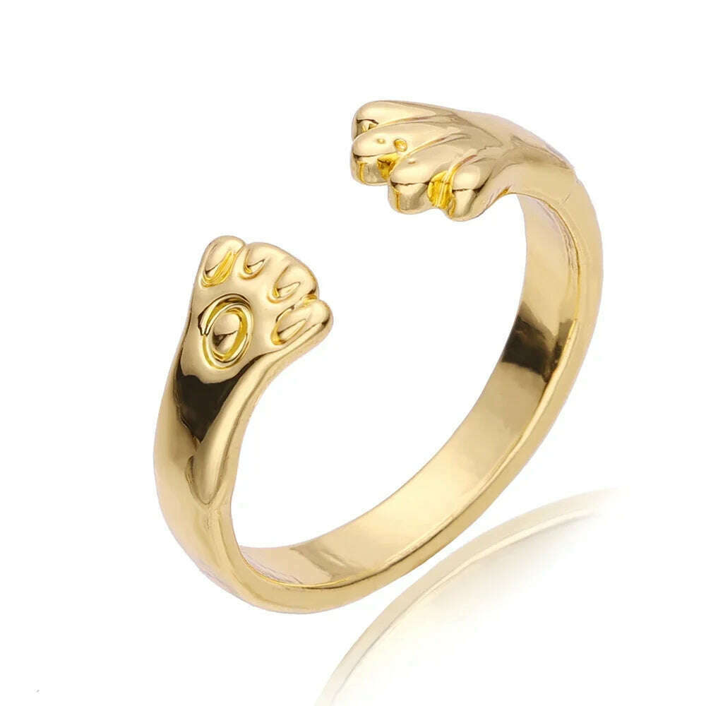 KIMLUD, Cute Ring Cat Ear Finger Ring Animal Finger Open Design Adjustable Fashion Simple Ring for Women Girl Child Gift Jewelry, Gold-A, KIMLUD APPAREL - Womens Clothes