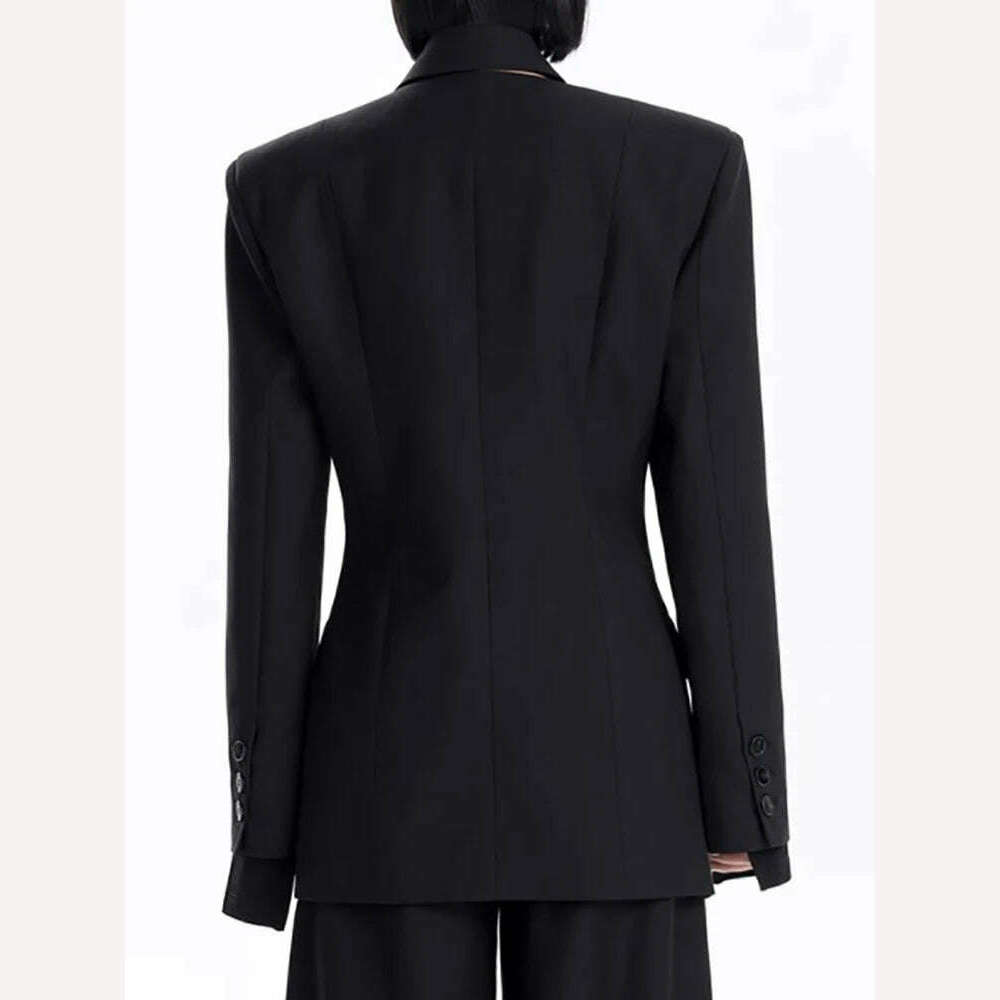 KIMLUD, DEAT Fashion Women's Blazer Deconstruction Cross Necked Double Breasted Wait Long Sleeve Suit Jackets Autumn 2024 New 7AB1277, KIMLUD Womens Clothes