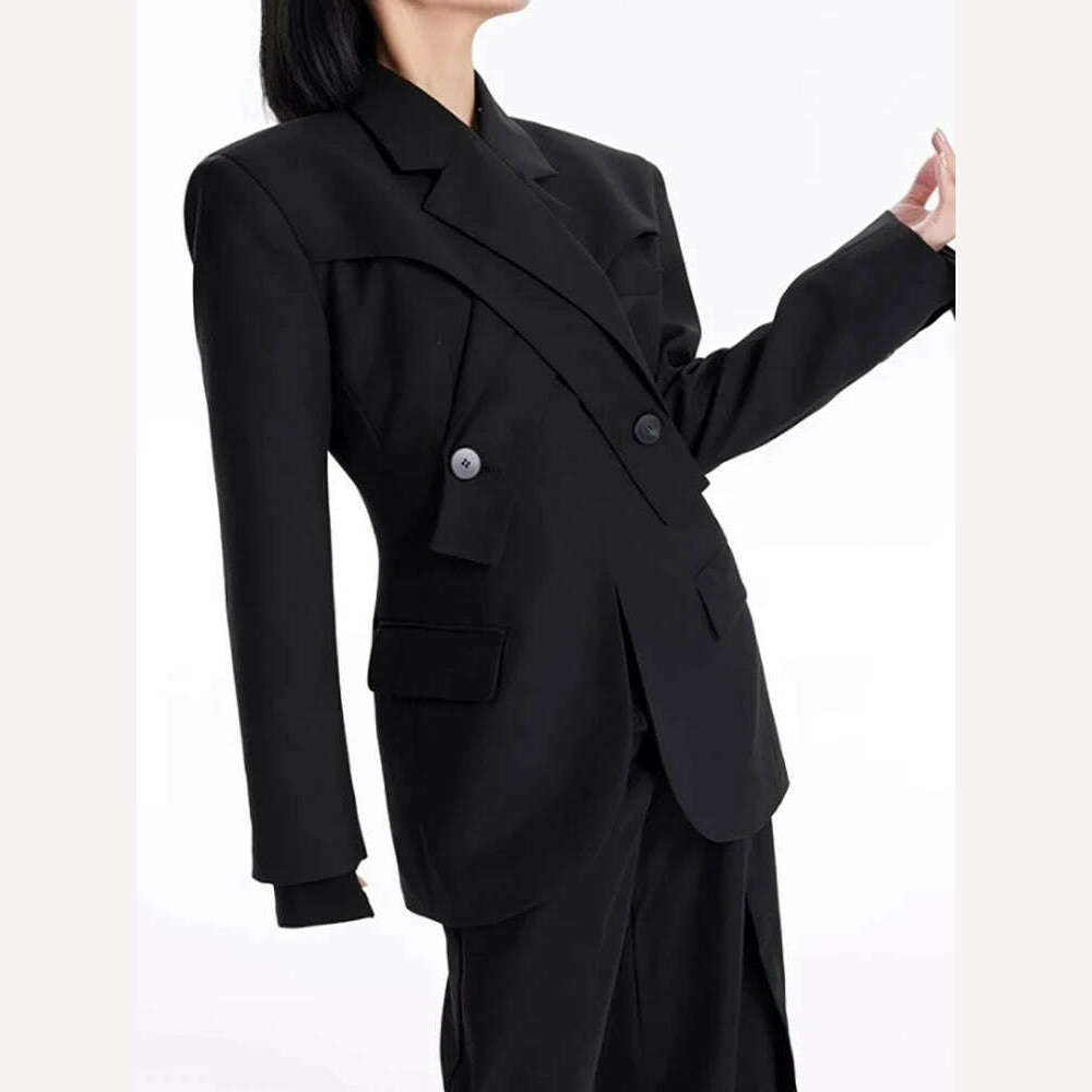 KIMLUD, DEAT Fashion Women's Blazer Deconstruction Cross Necked Double Breasted Wait Long Sleeve Suit Jackets Autumn 2024 New 7AB1277, KIMLUD Womens Clothes