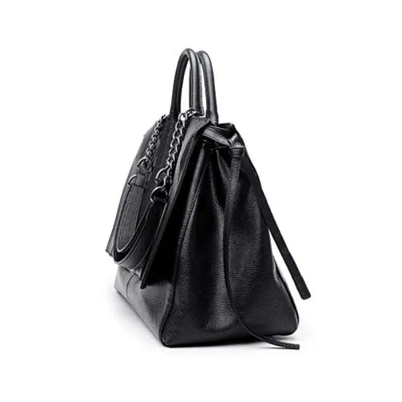 Designer Women's Handbag Luxury Crocodile Pattern Handbag Chain Women's Shoulder Bag Black Business Tote Bag - KIMLUD