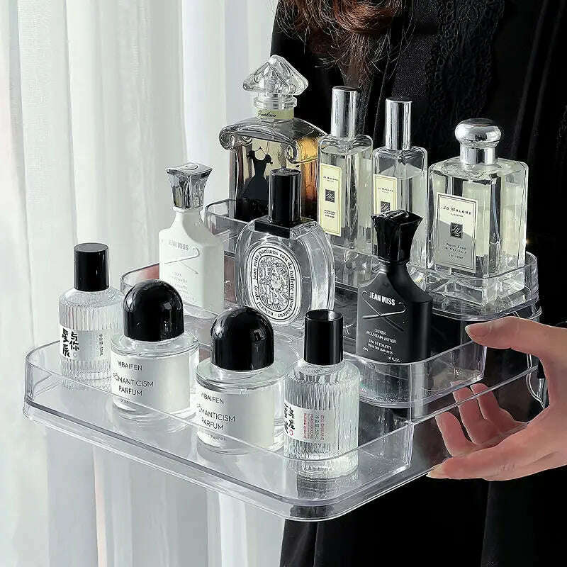 Desktop Perfume Shelf Bathroom Makeup Organizer Perfume Aromatherapy Organizer Skin Care Product Storage Rack Organizer - KIMLUD