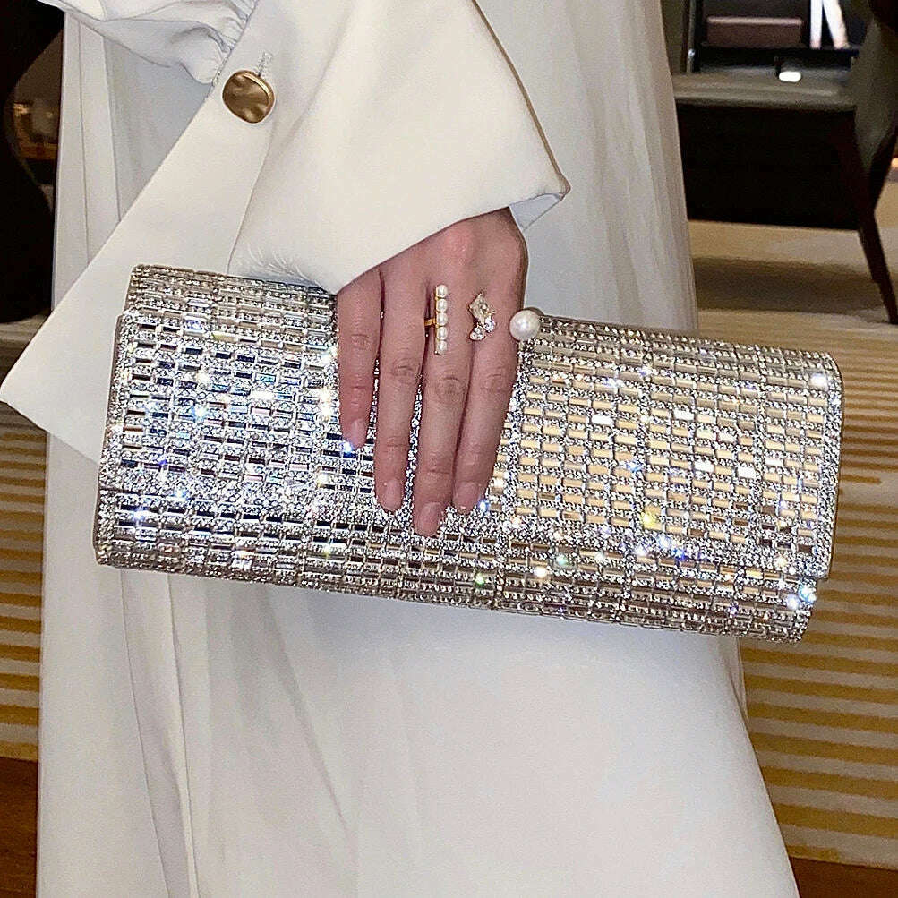 Diamond Clutch Purse And Handbag With Rhinestone Women's Party Evening Bag Luxury Wedding Clutch Female Shoulder Bag Bolso - KIMLUD