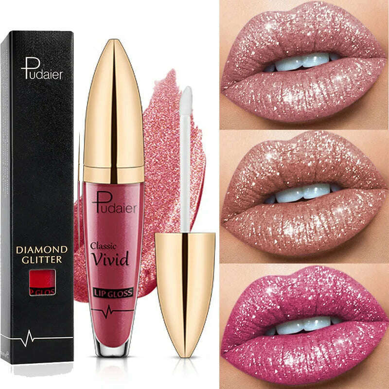 KIMLUD, Diamond Shimmer Pearlescent Lip Gloss Waterproof Long Lasting Non-stick Cup Matte Glitter Liquid Lipstick Lip Glaze Lips Make Up, KIMLUD Womens Clothes