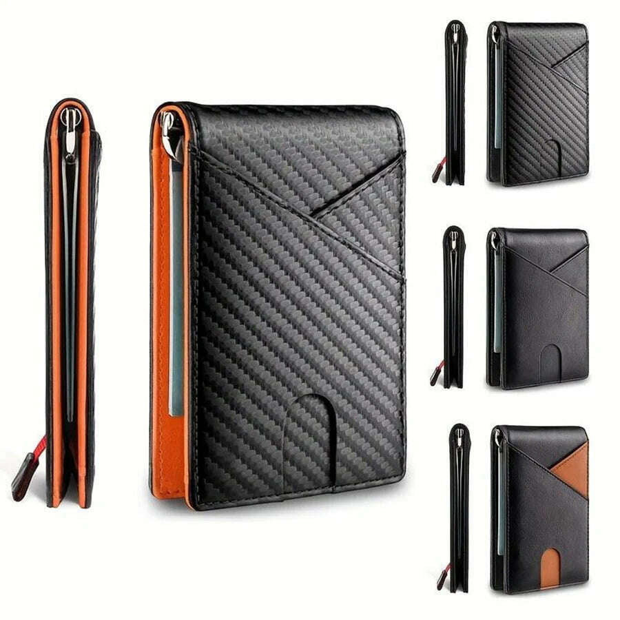 DIENQI Carbon Fiber Rfid Slim Card Luxury Wallet Money Bag Men's Wallet Bifold Billfold - KIMLUD