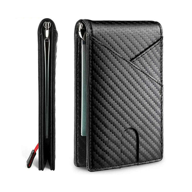 DIENQI Carbon Fiber Rfid Slim Card Luxury Wallet Money Bag Men's Wallet Bifold Billfold - KIMLUD