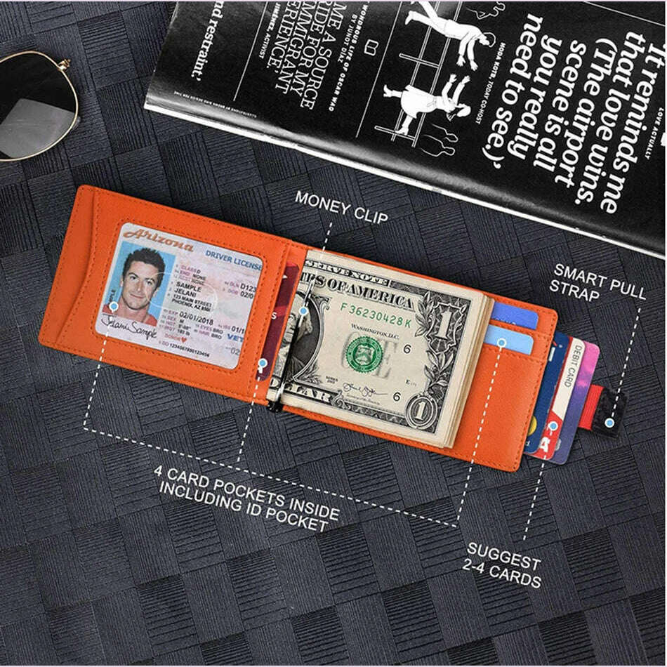 DIENQI Carbon Fiber Rfid Slim Card Luxury Wallet Money Bag Men's Wallet Bifold Billfold - KIMLUD