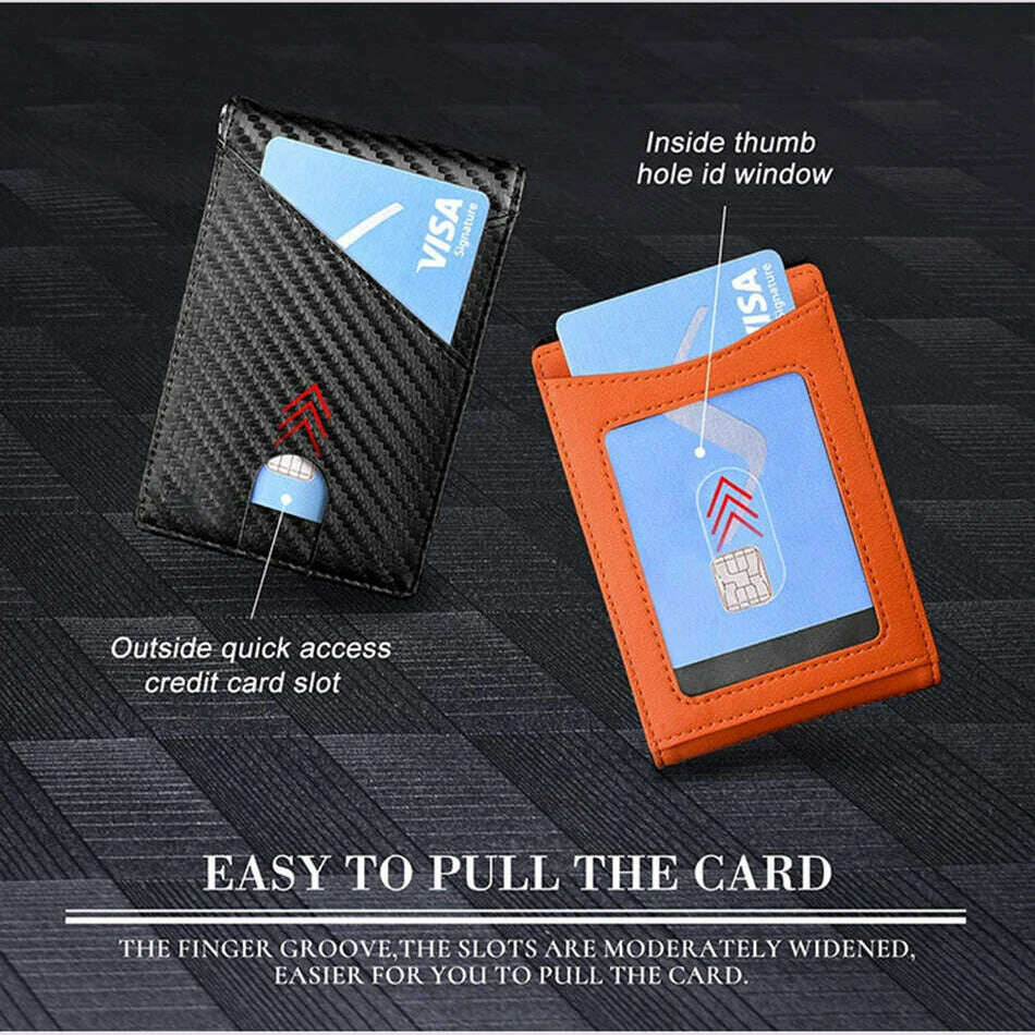 DIENQI Carbon Fiber Rfid Slim Card Luxury Wallet Money Bag Men's Wallet Bifold Billfold - KIMLUD