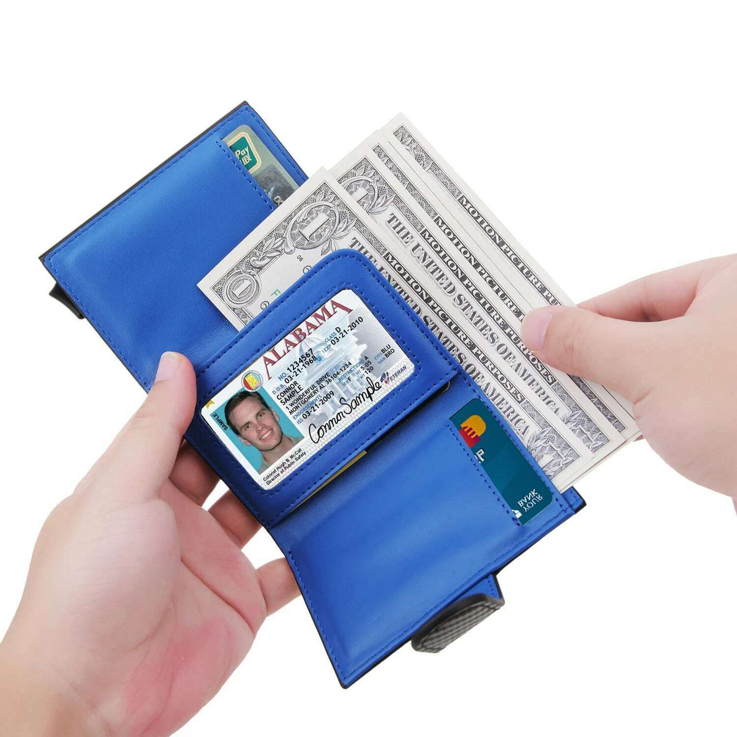 DIENQI Carbon Fiber Rfid Wallet Male Money Card Holder Pocket Mini Wallet Women Men Smart Purses Automatic Pop Up Valet Walet - KIMLUD