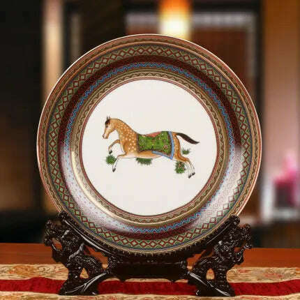 KIMLUD, Dinner Plates China Ceramic Dishes Kitchen Ware Luxury Wedding Gifts Presents European Horse/Peacock Decorative Crafts 10 Inches, A2 Only Plate / 10 Inches, KIMLUD APPAREL - Womens Clothes