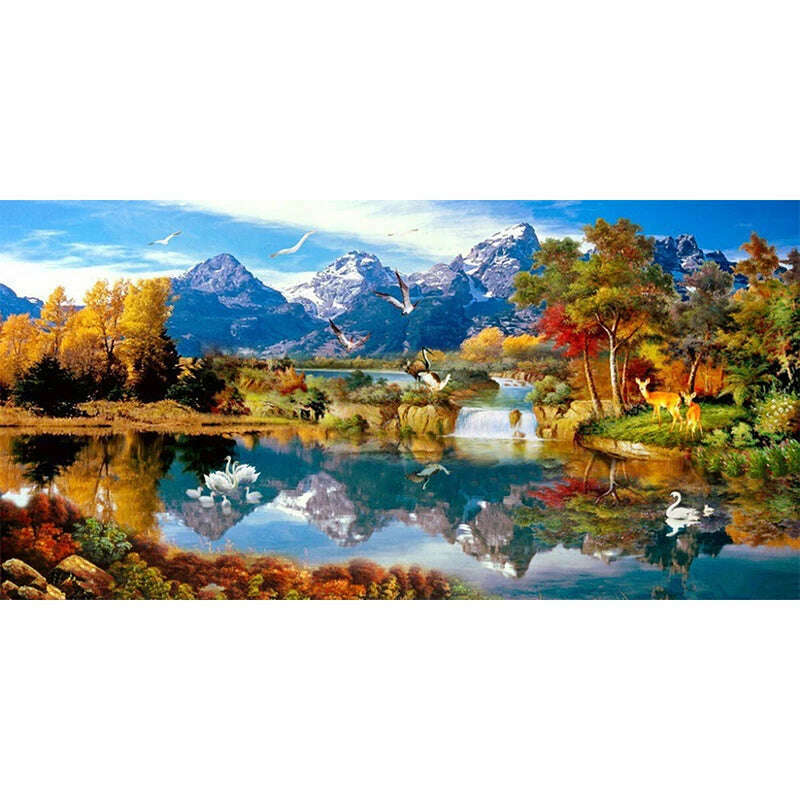 KIMLUD, Diy Diamond Painting Kits Modern Art Nature Landscape Wall Painting Handmade Diamond Embroidery Living Room Bedroom Home Decor, 8227 / 40x80cm, KIMLUD APPAREL - Womens Clothes