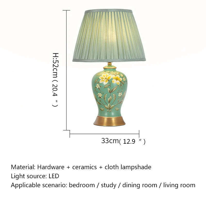 KIMLUD, DLMH Chinese Style Ceramics Table Lamp LED Creative Touch Dimmable Simple Bedside Desk Light For Home Living Room Bedroom, KIMLUD Womens Clothes