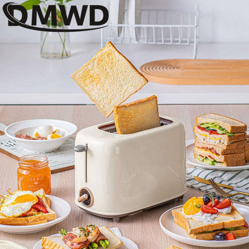 KIMLUD, DMWD Household Toaster With 2 Slices Slot Automatic Warm Multifunctional Breakfast Bread Baking Machine 680W Toast Maker EU US, KIMLUD Womens Clothes