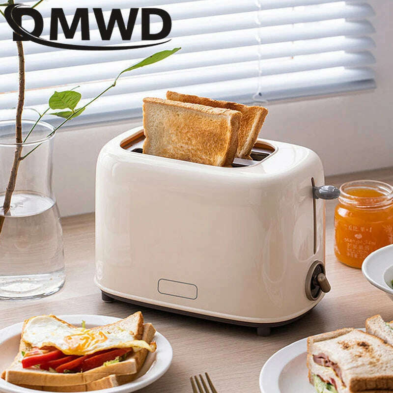 KIMLUD, DMWD Household Toaster With 2 Slices Slot Automatic Warm Multifunctional Breakfast Bread Baking Machine 680W Toast Maker EU US, KIMLUD Womens Clothes