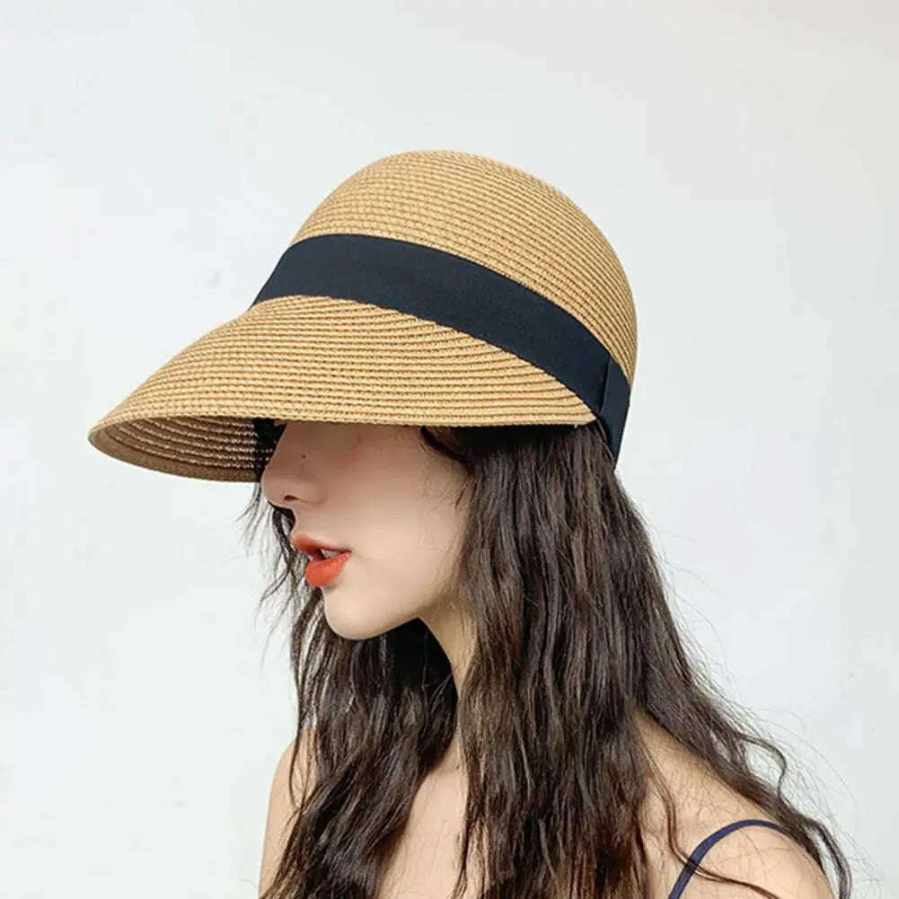 Dome Stylish Multi-use UV Protection Visor Hat Wide Brim Sun Hat Abrasion-resistant for Vacation - KIMLUD