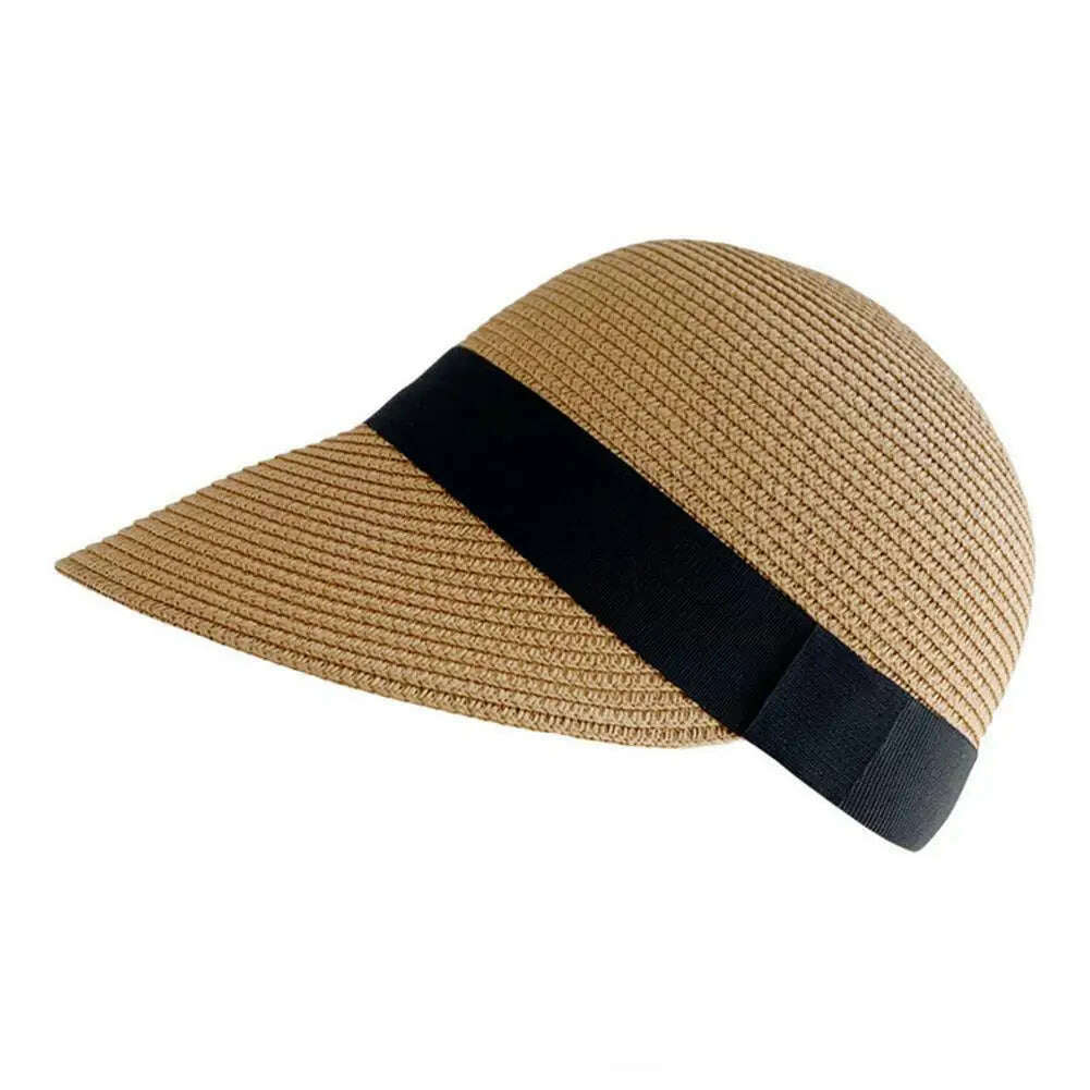 KIMLUD, Dome  Stylish Multi-use UV Protection Visor Hat Wide Brim Sun Hat Abrasion-resistant   for Vacation, Khaki, KIMLUD APPAREL - Womens Clothes