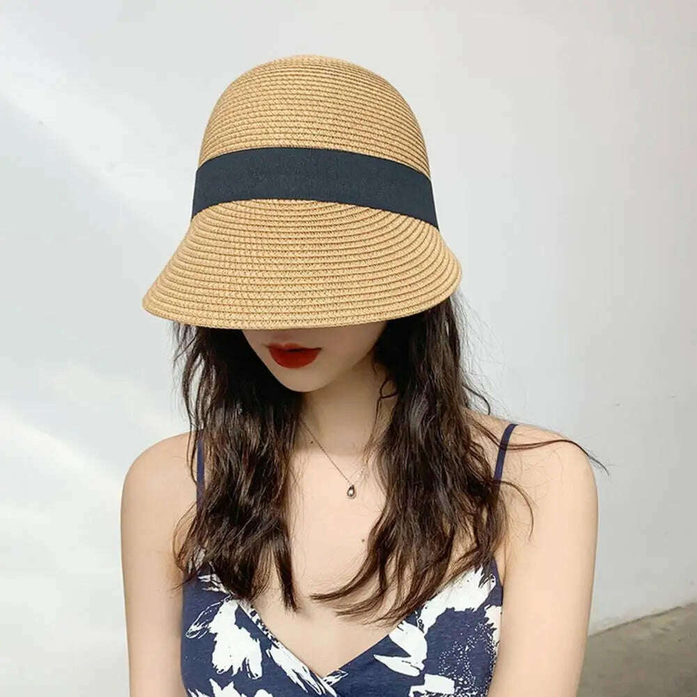 KIMLUD, Dome  Stylish Multi-use UV Protection Visor Hat Wide Brim Sun Hat Abrasion-resistant   for Vacation, KIMLUD Womens Clothes