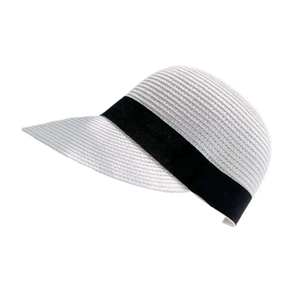 KIMLUD, Dome  Stylish Multi-use UV Protection Visor Hat Wide Brim Sun Hat Abrasion-resistant   for Vacation, WHITE, KIMLUD APPAREL - Womens Clothes