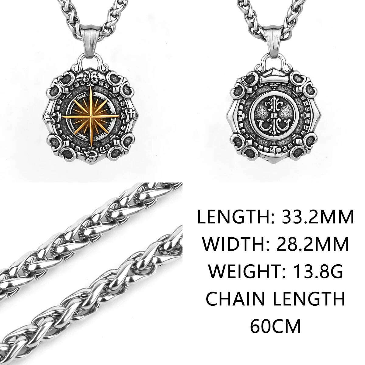 Domineering Xinghai Compass Street Hip-hop Pendant Men and Women Fashion Charm Creative Stainless Steel Pendant Necklace Gift - KIMLUD