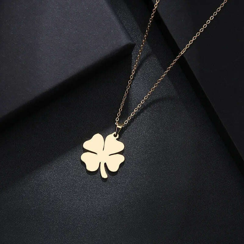 DOTIFI Stainless Steel Necklace For Women Man Lover's Clover Gold Color Pendant Necklace Engagement Jewelry - KIMLUD