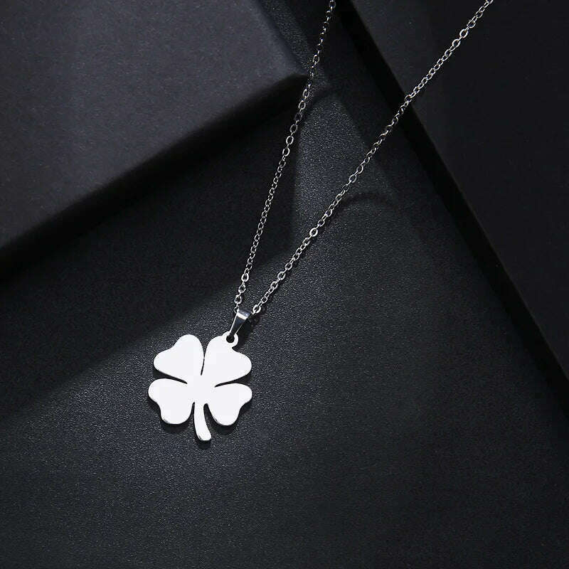 DOTIFI Stainless Steel Necklace For Women Man Lover's Clover Gold Color Pendant Necklace Engagement Jewelry - KIMLUD