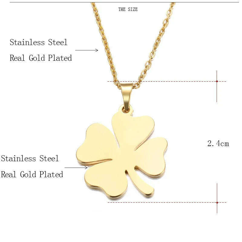 DOTIFI Stainless Steel Necklace For Women Man Lover's Clover Gold Color Pendant Necklace Engagement Jewelry - KIMLUD