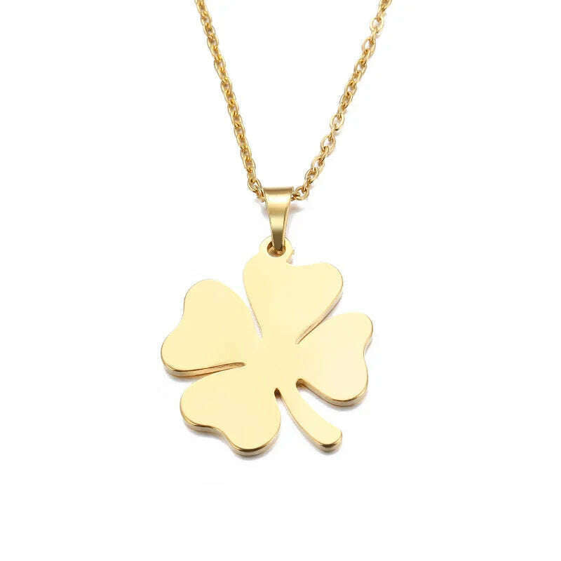 DOTIFI Stainless Steel Necklace For Women Man Lover's Clover Gold Color Pendant Necklace Engagement Jewelry - KIMLUD