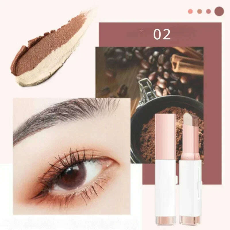 Double Color Glitter Eye Shadow Stick Pencil Eyeshadow Makeup Waterproof Bicolor Shimmer Lazy Cosmetics Beauty Makeup Tool - KIMLUD