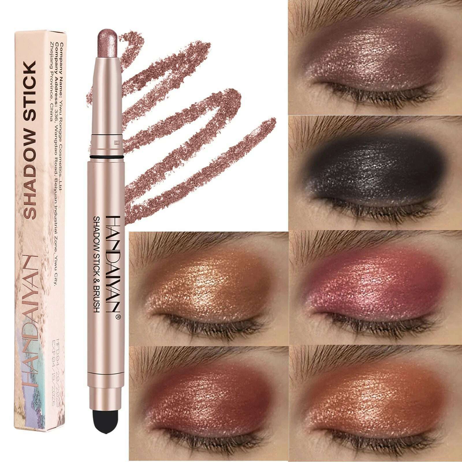 Double-head Eyeshadow Stick Diamond Shimmer Highlighter Pencil Pearl Pigment Long Lasting Cream Eye Shadow Matte Brush Pen - KIMLUD