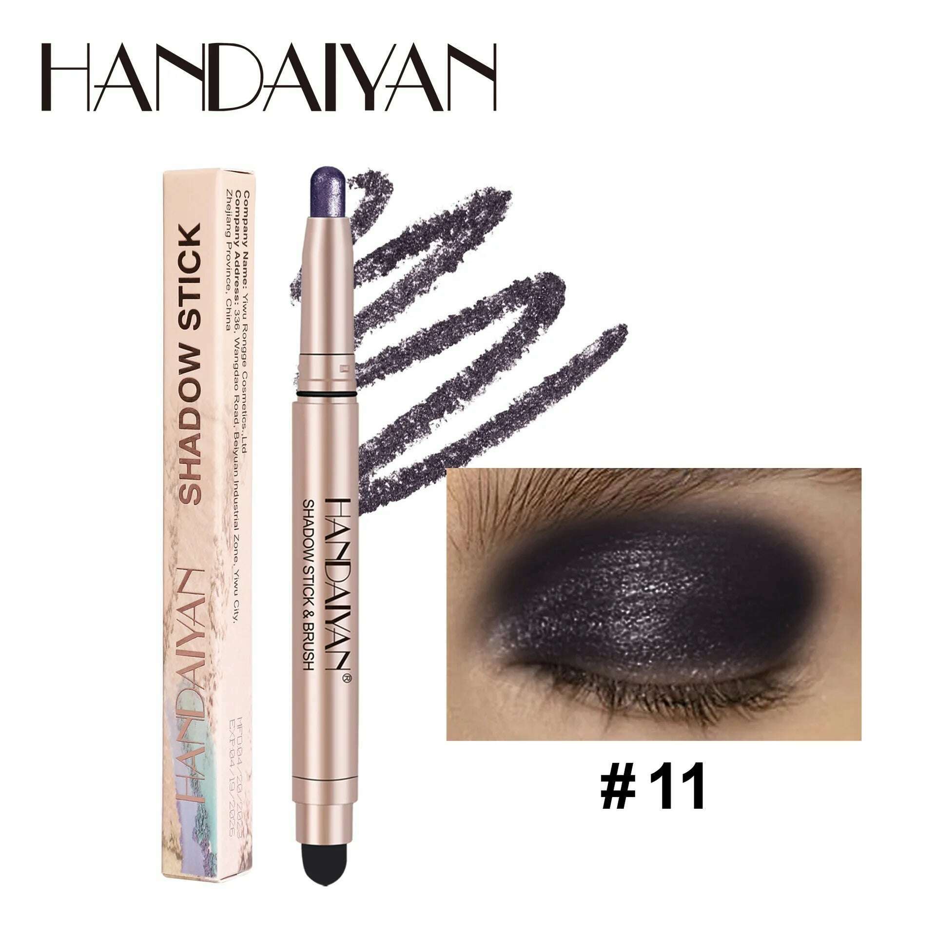 Double-head Eyeshadow Stick Diamond Shimmer Highlighter Pencil Pearl Pigment Long Lasting Cream Eye Shadow Matte Brush Pen - KIMLUD