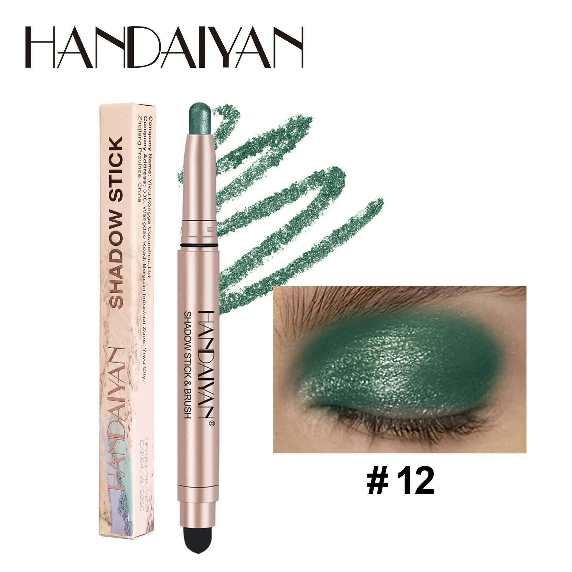 Double-head Eyeshadow Stick Diamond Shimmer Highlighter Pencil Pearl Pigment Long Lasting Cream Eye Shadow Matte Brush Pen - KIMLUD