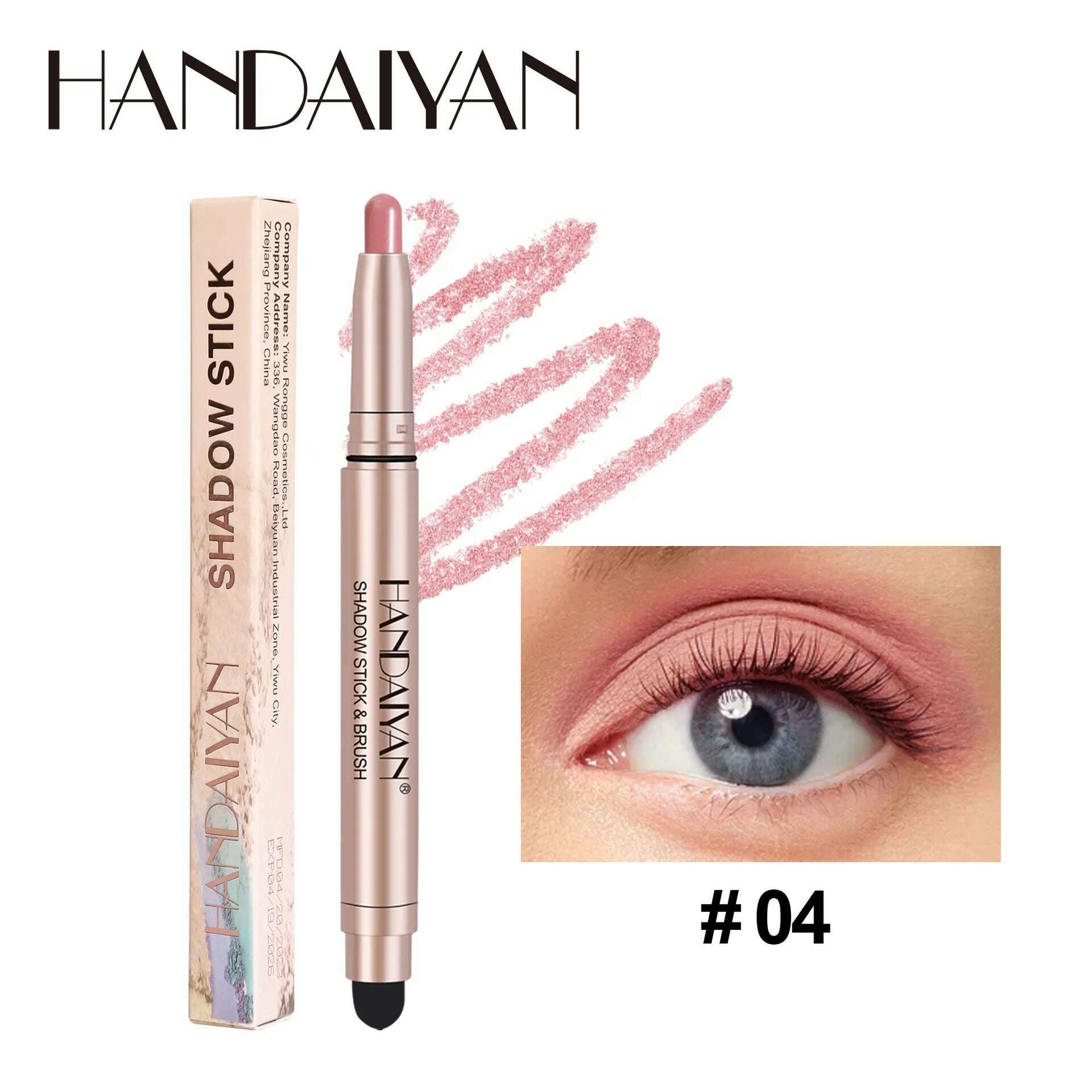 Double-head Eyeshadow Stick Diamond Shimmer Highlighter Pencil Pearl Pigment Long Lasting Cream Eye Shadow Matte Brush Pen - KIMLUD