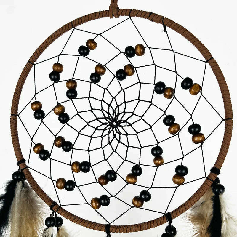 Dream Catcher Feather Wind Chime Hand Woven Crafts Outdoor Garden Bedroom Hanging Ornaments Birthday Christmas Gifts Home Decor - KIMLUD