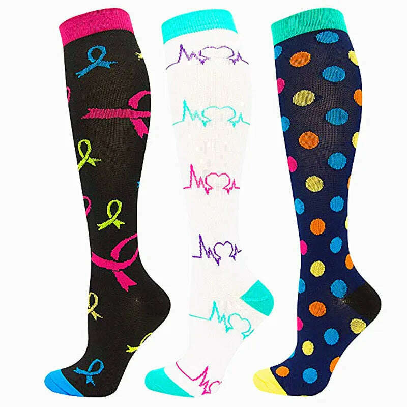 KIMLUD, Dropship Compression Stockings Batch Socks Varicose Veins Nurse Socks Football Running Men Women Outdoor Sports Socks Unisex, 3 Pairs OMIX003-9 / S-M, KIMLUD APPAREL - Womens Clothes