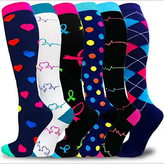 KIMLUD, Dropship Compression Stockings Batch Socks Varicose Veins Nurse Socks Football Running Men Women Outdoor Sports Socks Unisex, 6 Pairs OMIX006-1 / S-M, KIMLUD APPAREL - Womens Clothes