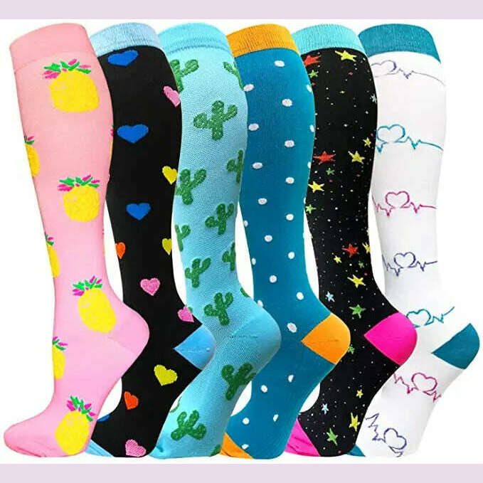 KIMLUD, Dropship Compression Stockings Batch Socks Varicose Veins Nurse Socks Football Running Men Women Outdoor Sports Socks Unisex, 6 Pairs OMIX006-3 / S-M, KIMLUD APPAREL - Womens Clothes