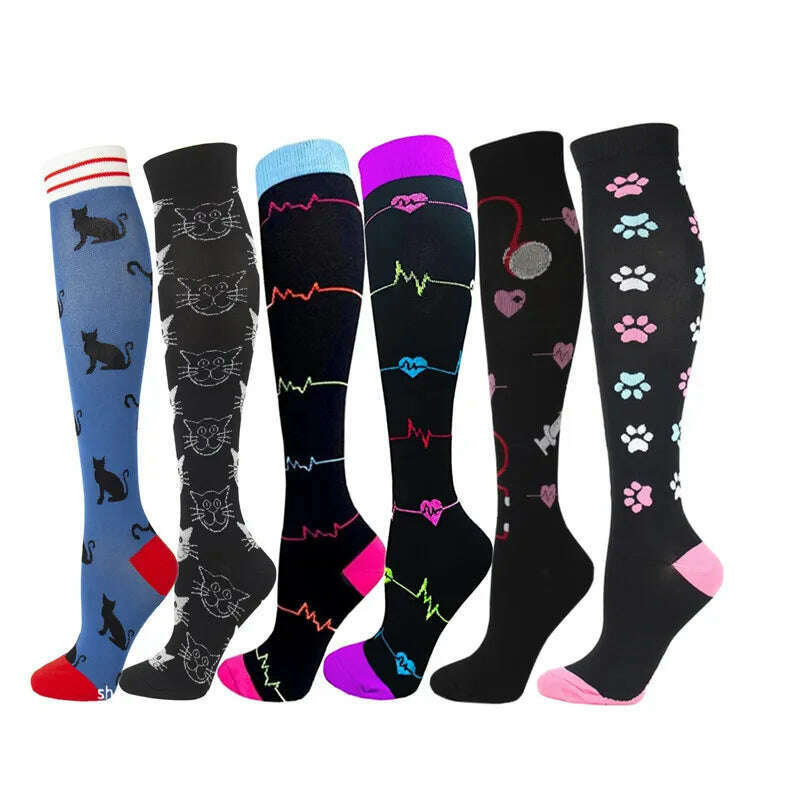 KIMLUD, Dropship Compression Stockings Batch Socks Varicose Veins Nurse Socks Football Running Men Women Outdoor Sports Socks Unisex, 6 Pairs OMIX006-15 / S-M, KIMLUD APPAREL - Womens Clothes