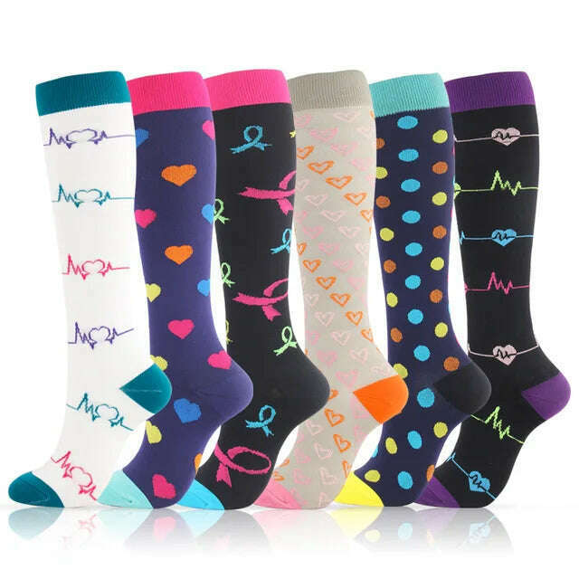 KIMLUD, Dropship Compression Stockings Batch Socks Varicose Veins Nurse Socks Football Running Men Women Outdoor Sports Socks Unisex, 6 Pairs OMIX006-31 / S-M, KIMLUD APPAREL - Womens Clothes