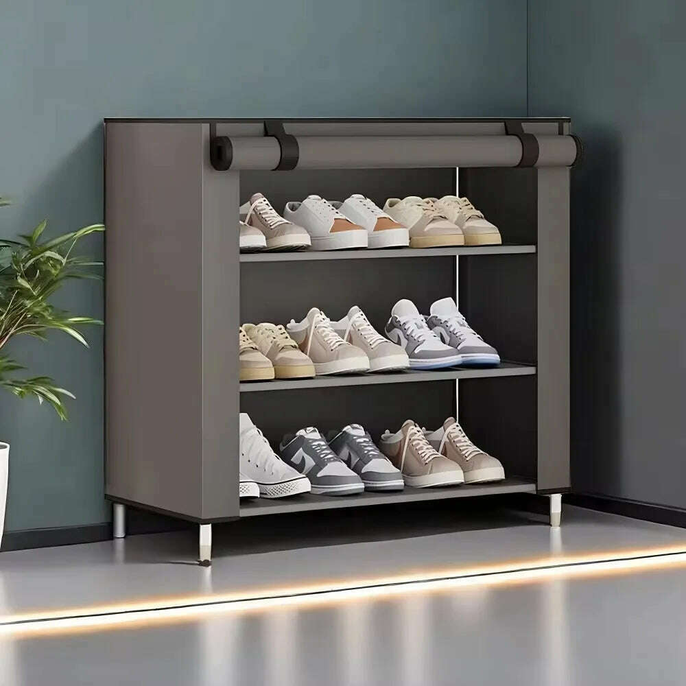 Dustproof Shoe Rack Multilayer Nonwovens Shoes Organizer Household Storage Shelf Living Room Hallway Space-saving Shoe Cabinet - KIMLUD