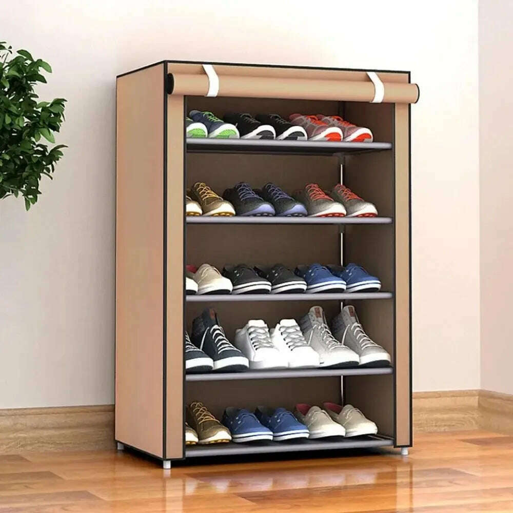 Dustproof Shoe Rack Multilayer Nonwovens Shoes Organizer Household Storage Shelf Living Room Hallway Space-saving Shoe Cabinet - KIMLUD