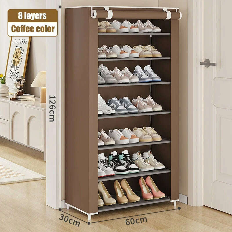 Dustproof Shoe Rack Multilayer Nonwovens Shoes Organizer Household Storage Shelf Living Room Hallway Space-saving Shoe Cabinet - KIMLUD