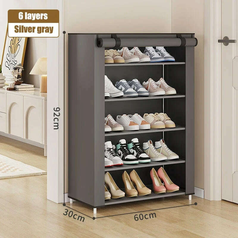 Dustproof Shoe Rack Multilayer Nonwovens Shoes Organizer Household Storage Shelf Living Room Hallway Space-saving Shoe Cabinet - KIMLUD