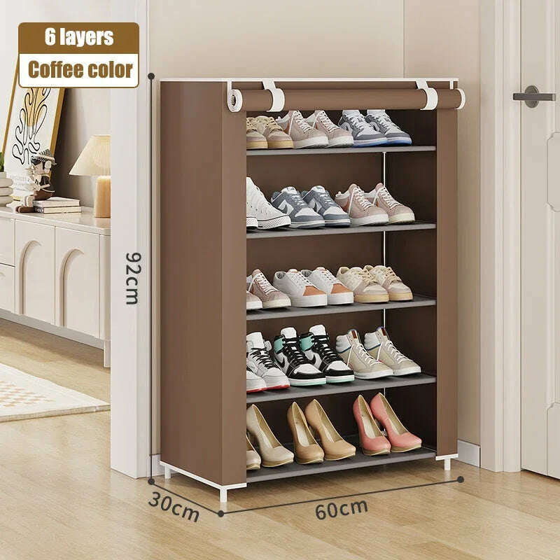 Dustproof Shoe Rack Multilayer Nonwovens Shoes Organizer Household Storage Shelf Living Room Hallway Space-saving Shoe Cabinet - KIMLUD