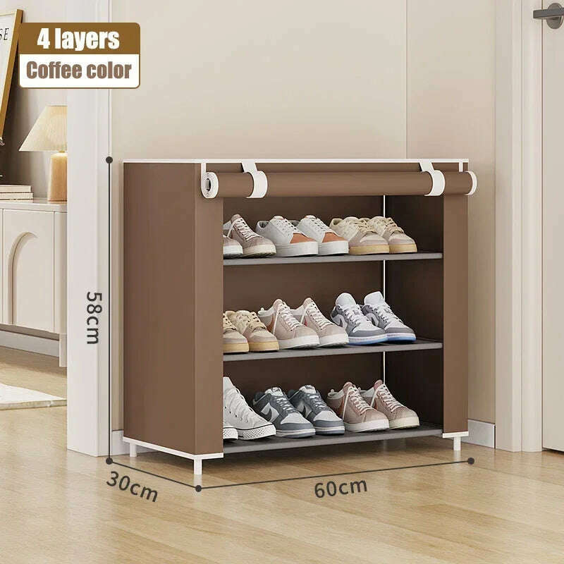 Dustproof Shoe Rack Multilayer Nonwovens Shoes Organizer Household Storage Shelf Living Room Hallway Space-saving Shoe Cabinet - KIMLUD