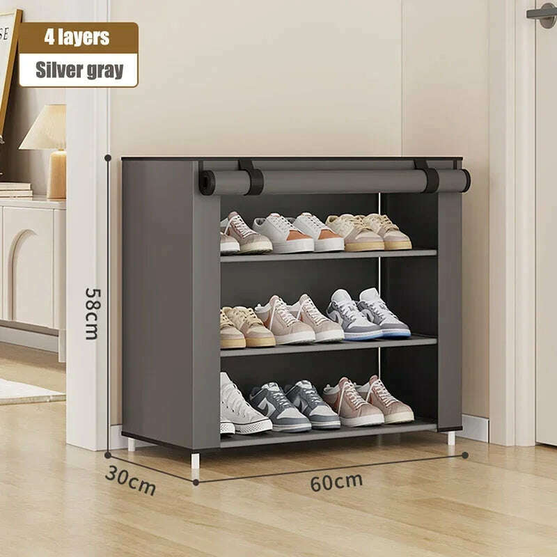 Dustproof Shoe Rack Multilayer Nonwovens Shoes Organizer Household Storage Shelf Living Room Hallway Space-saving Shoe Cabinet - KIMLUD