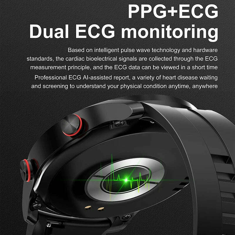 ECG+PPG Bluetooth Call Smart Watch Men Laser Health Blood Pressure Fitnes Sports Watches Man Sports Waterproof Smartwatch+Box - KIMLUD