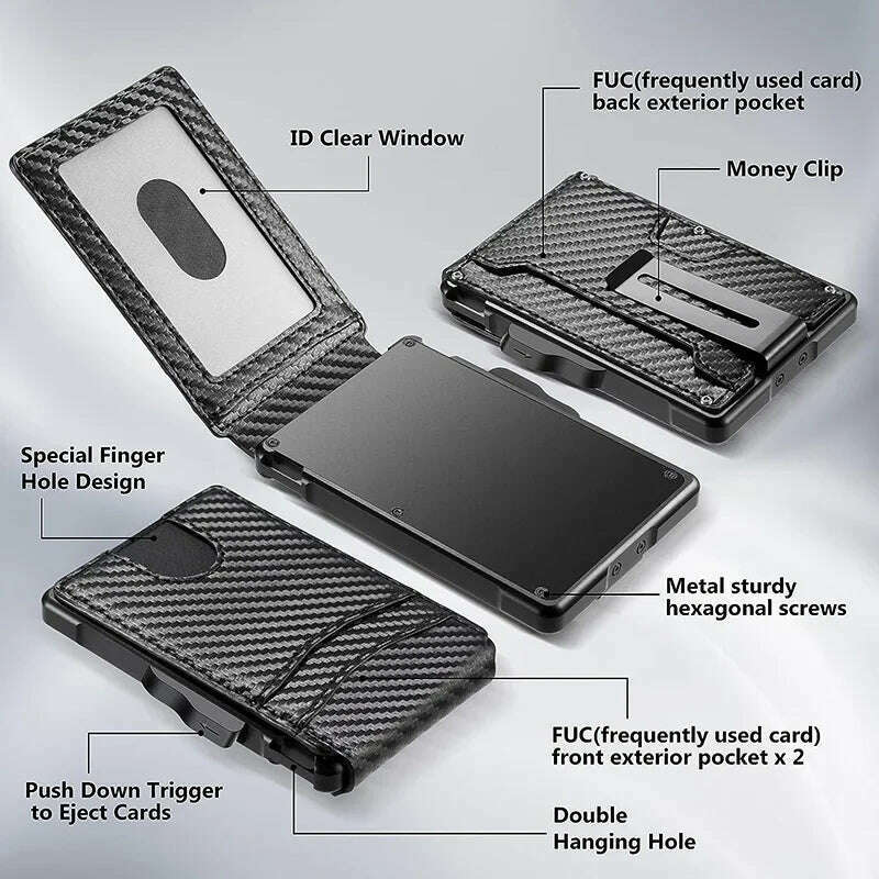 EDC Credit Card Holder Men Wallets Carbon Fiber Bank Cardholder Case Slim Wallet for Men Metal RFID Blocking Mens Wallet Choice - KIMLUD