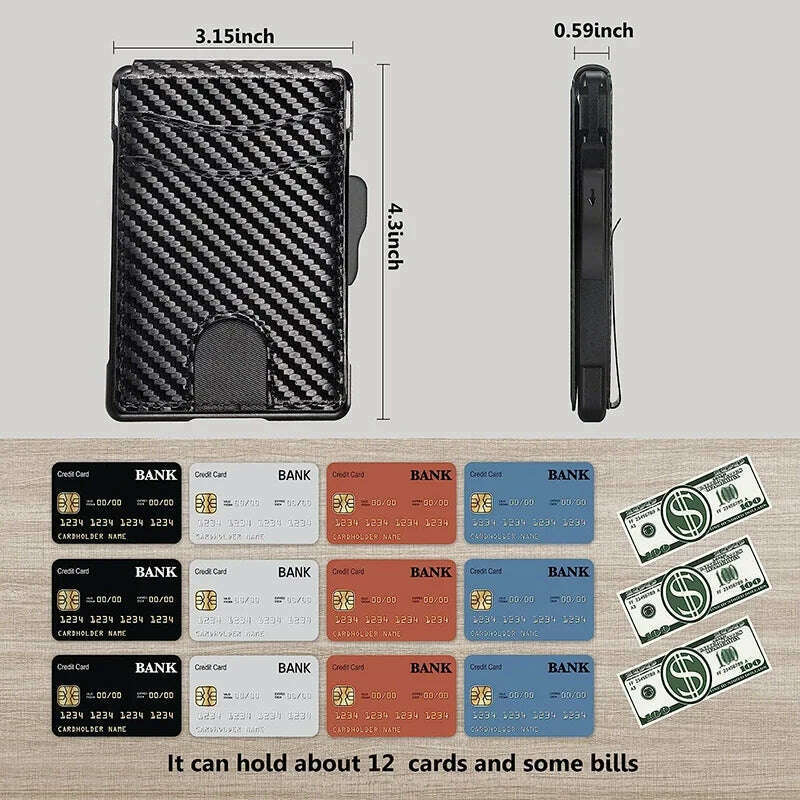 EDC Credit Card Holder Men Wallets Carbon Fiber Bank Cardholder Case Slim Wallet for Men Metal RFID Blocking Mens Wallet Choice - KIMLUD