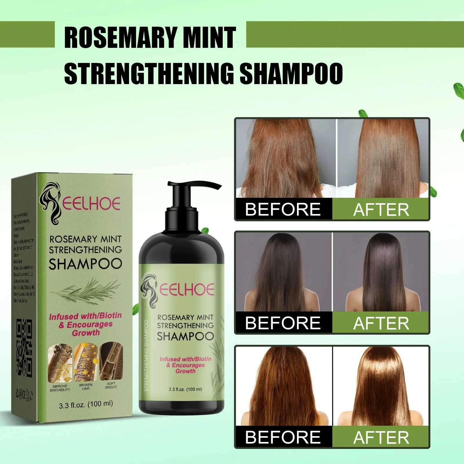 EELHOE Rosemary Straightening Shampoo Repair Damaged Dry Curl Fluffy Hair Nourishing Refreshing Straightening Shampoo Hair Care - KIMLUD